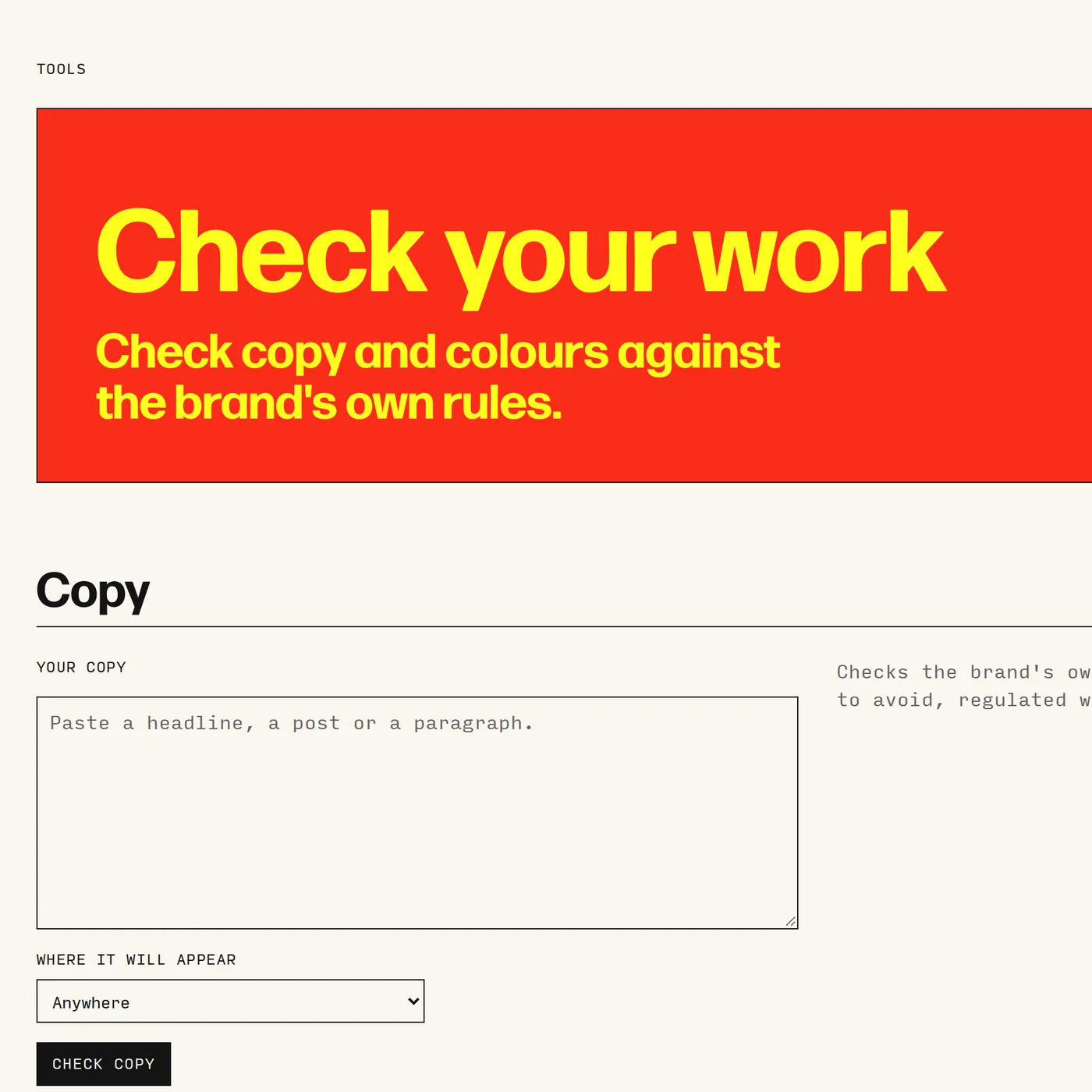 Check your work: copy checked against the brand's own rules